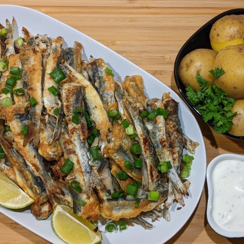 Fried herring with potatoes