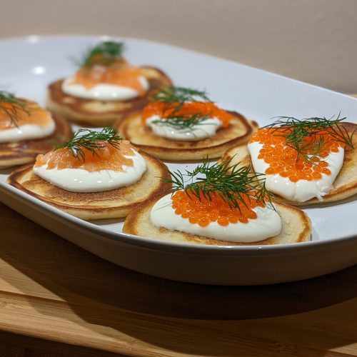 Salmon and Caviar Blinis