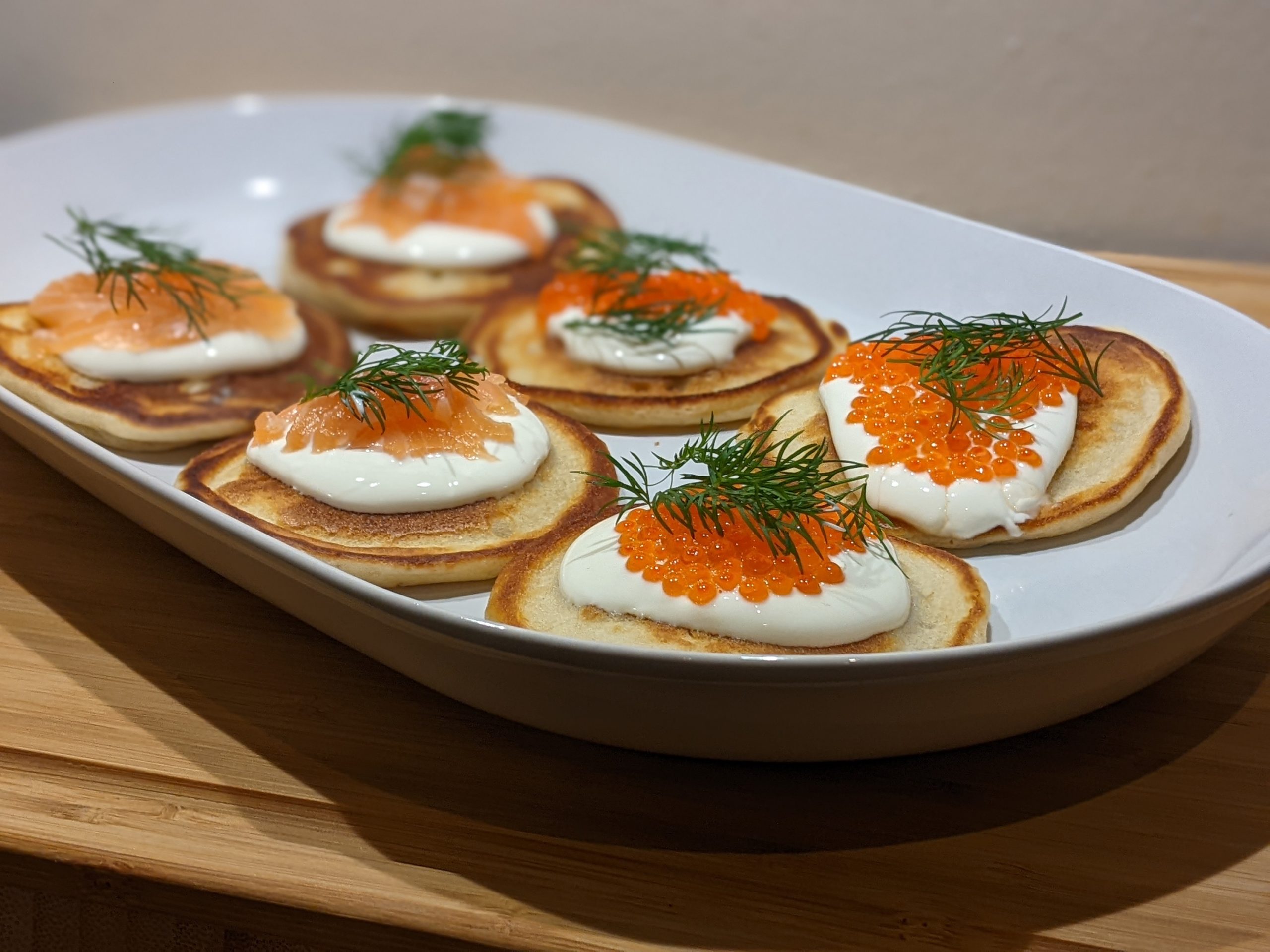 Salmon and Caviar Blinis