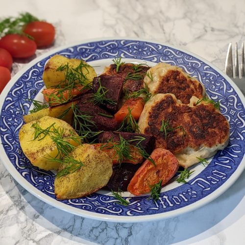 Chicken Cutlets with Roasted Vegetables