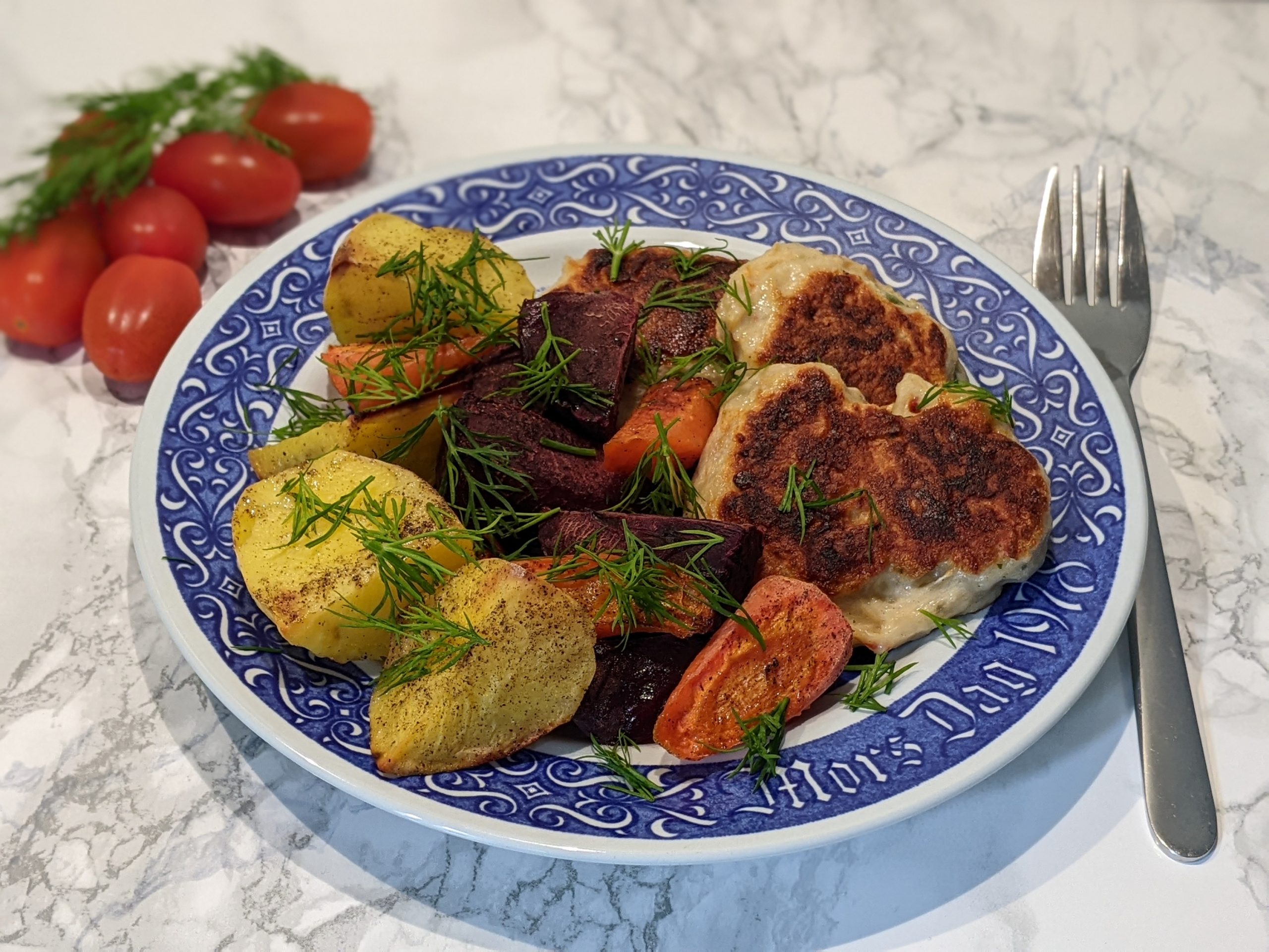 Chicken Cutlets with Roasted Vegetables