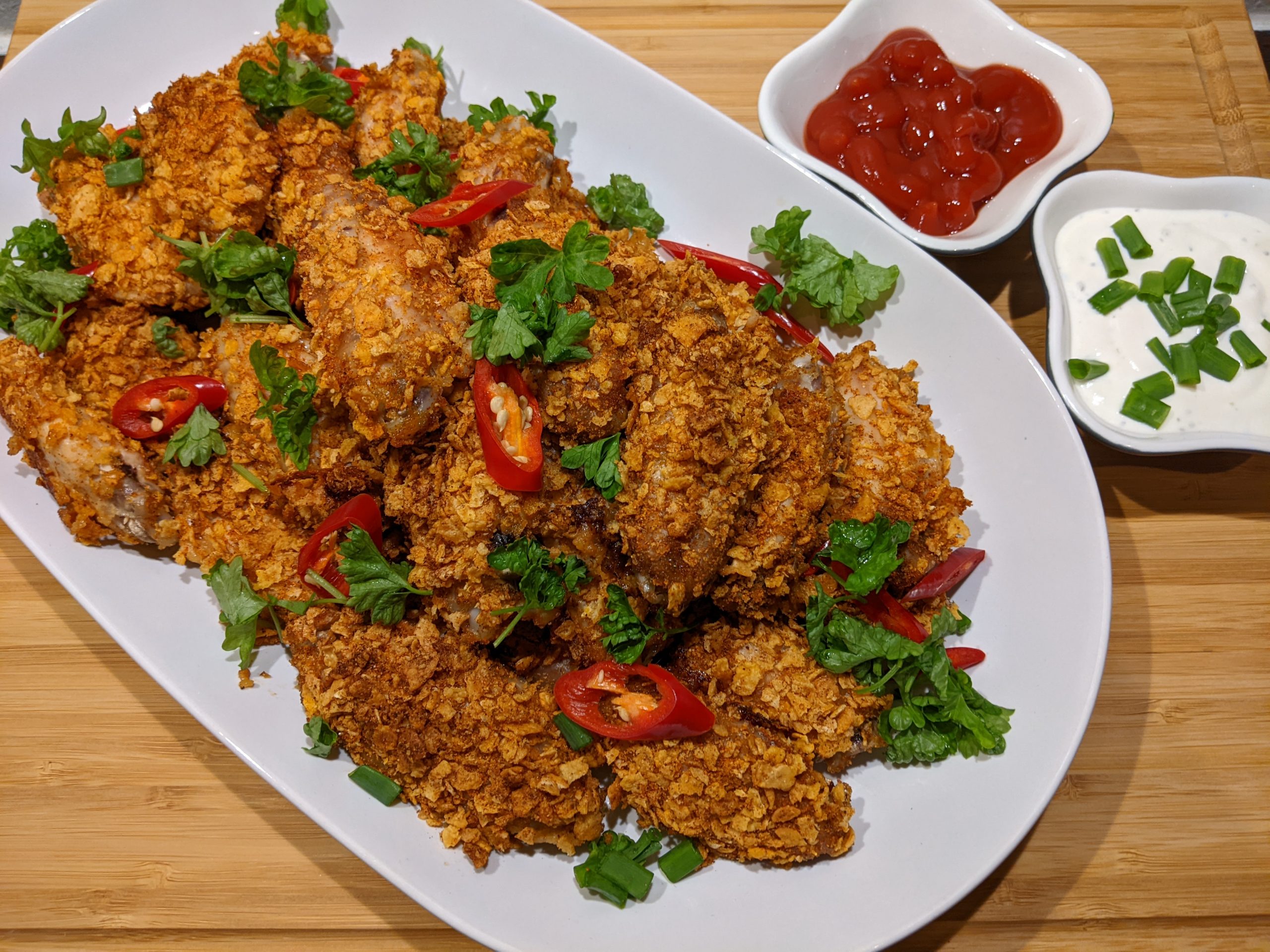 Cornflake crusted Chicken Wings