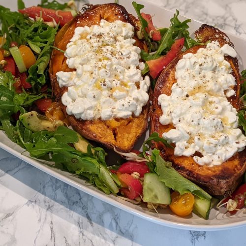 Sweet potatoes with cottage cheese