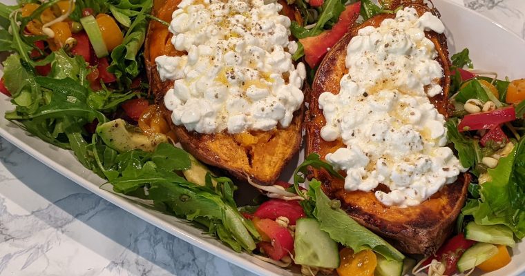 Sweet potatoes with cottage cheese