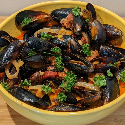 Spicy Chorizo Mussels