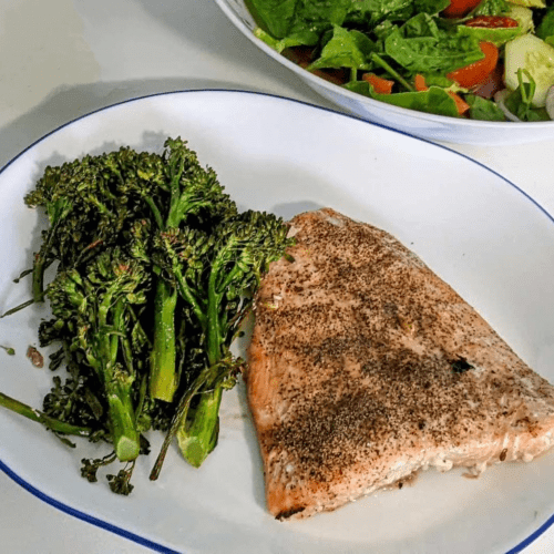 Grilled Salmon and Grilled Broccoli