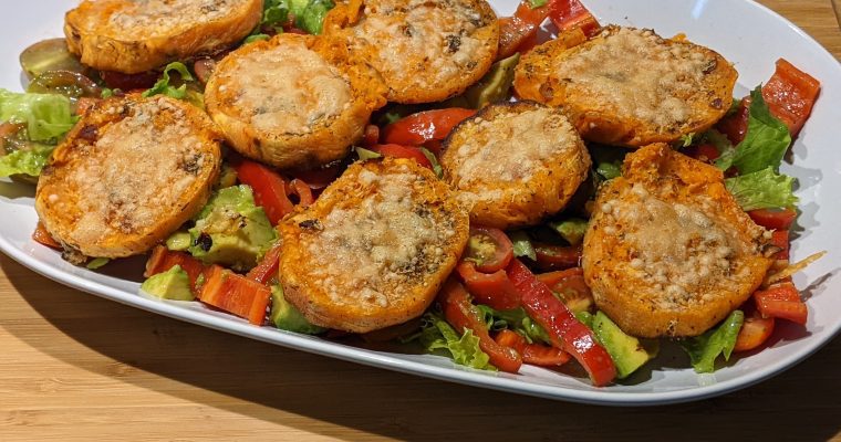 Parmesan Garlicky Sweet Potatoes