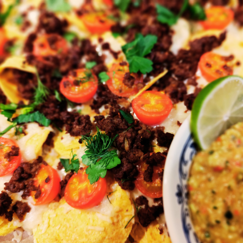 Oven Nachos with Guacamole