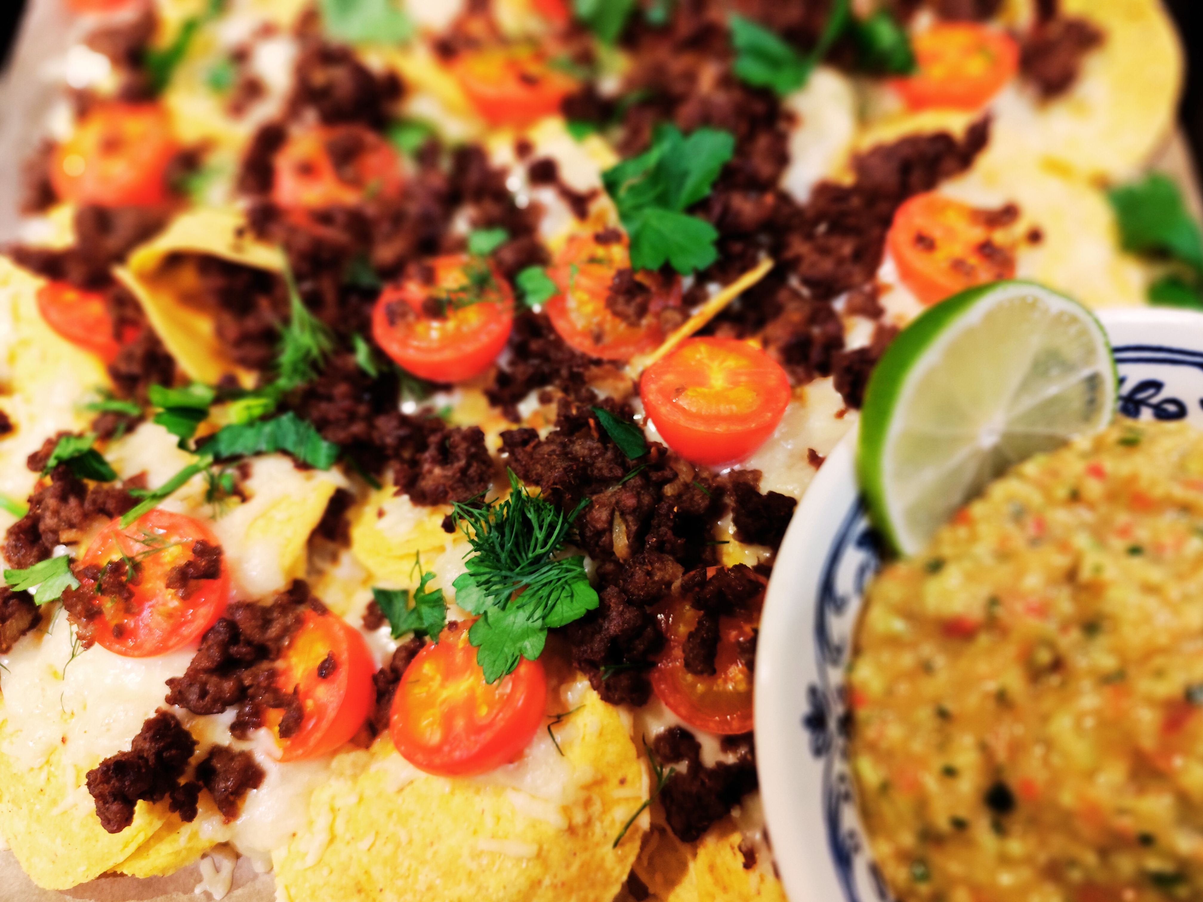 Oven Nachos with Guacamole